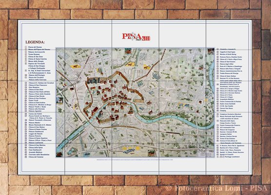 Photo ceramic map of Pisa